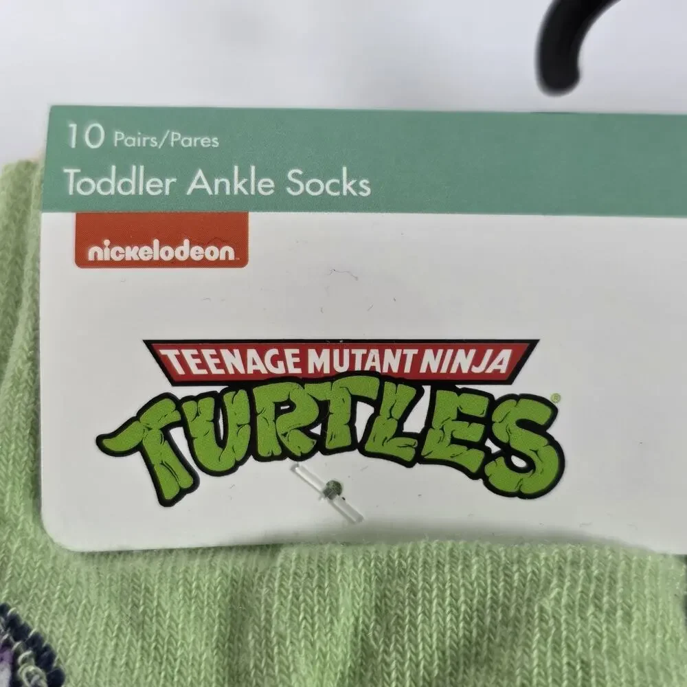 Toddler Ankle Socks 10 Pack Nickelodeon Teenage Mutant Ninja Turtles Size 2T-3T